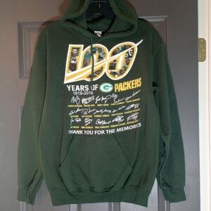 Green Bay Packers 100 Years Throwback NFL Football Hoodie Adult Sz Small Gildan